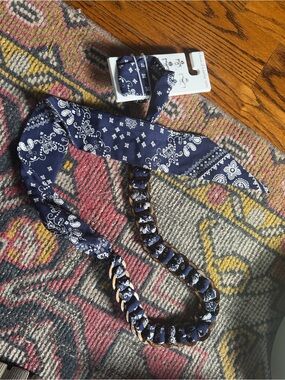 House of Harlow 1960 Navy and White Bandana Scarf Belt or Necklace